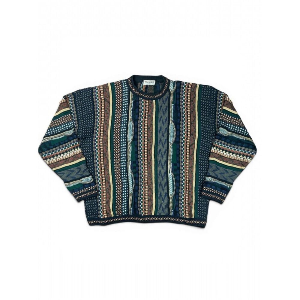 VTG TAGGIO 3D Knit Sweater Men XXL Multicolor Biggie Coogie Style USA Skater Y2K